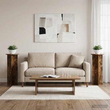 vidaXL Plantenstand 2 st Gerookt eiken Ø40 x 100 cm Bewerkt, Verzenden, Nieuw