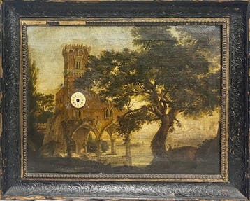 Scuola europea (XIX) - Romantic Capriccio with Gothic Tower, Antiek en Kunst