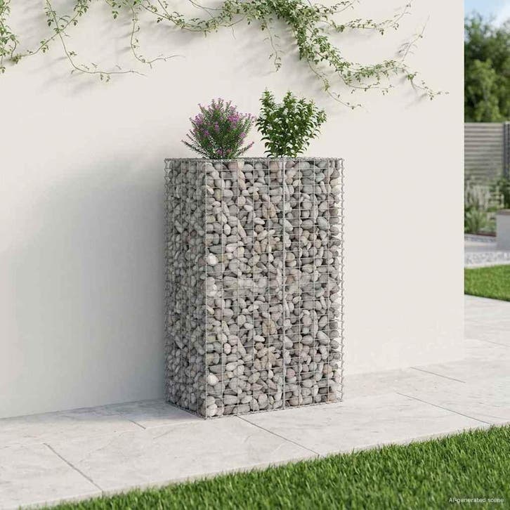 vidaXL Gabion verhoogd bed Zilver, Jardin & Terrasse, Clôtures de jardin, Envoi