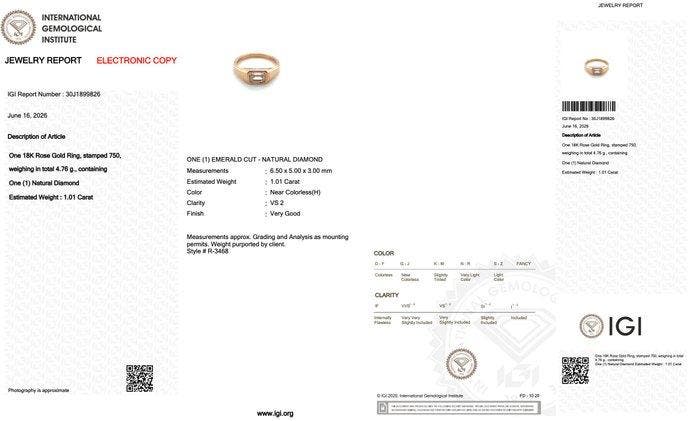 Ring - 18 karaat Roségoud - 1.01ct. tw. Diamant (Natuurlijk), Handtassen en Accessoires, Ringen
