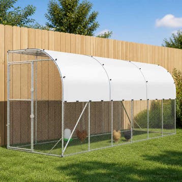 vidaXL Kippenhok Tegen de Muur zilver 600 x 150 x 215 cm, Verzenden, Nieuw