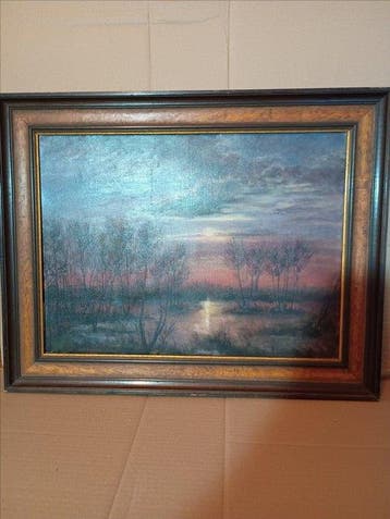 Europese school (XX) - Landschaft bei Sonnenuntergang
