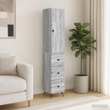 vidaXL Kast Set 2 st 34,5 x 34,5 x 90 cm Bewerkt hout Grijs, Verzenden