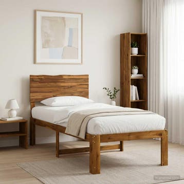 vidaXL Eenpersoonsbed met hoofdbord ROSTOCK Naturel 75 x 190, Verzenden