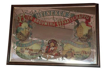 Heineken - Spiegel - Hout, Glas - reclamespiegel