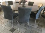 Set van 8 leren eetkamerstoelen - met wieltjes - diverse, Ophalen of Verzenden, Nieuw, Eén