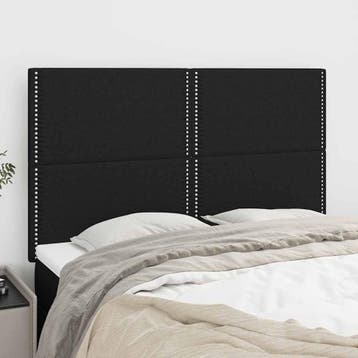 vidaXL Hoofdbord zwart 144x5x118/128 cm stof, Verzenden, Nieuw