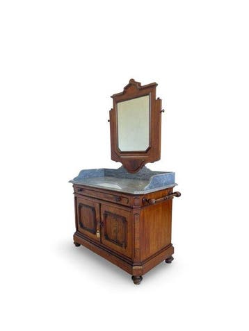 Ensemble coiffeuse - Acajou, Noyer, Verre, Marbre, Antiquités & Art