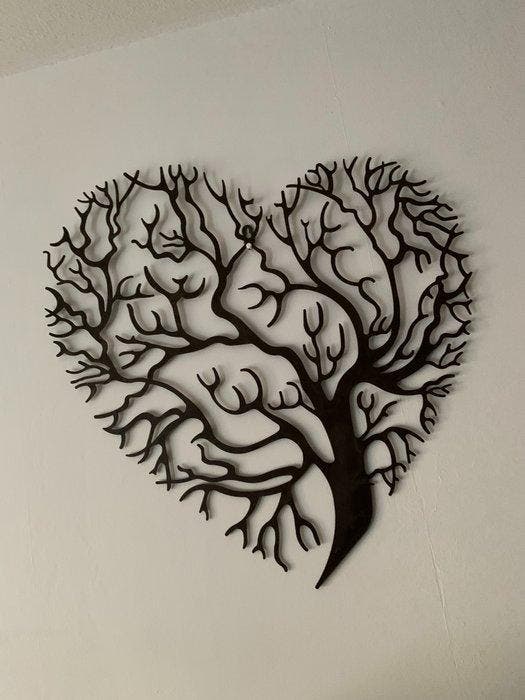 Decoratief ornament - Hartvormige levensboom muurdecoratie, Antiek en Kunst, Kunst | Designobjecten