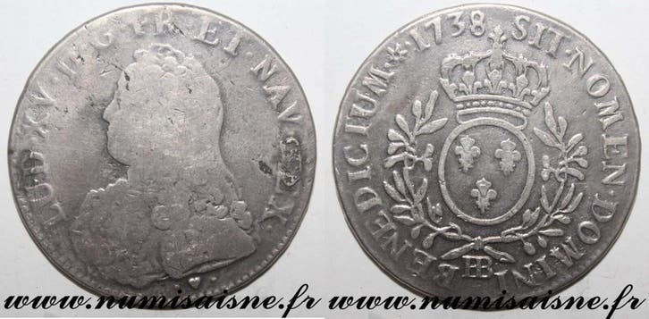 Écu France Frankreich Gad 321 Louis Xv Ecu Mit Olivenzwei.., Postzegels en Munten, Munten | Europa | Niet-Euromunten, België, Verzenden