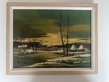 Piet Mees (XX) - Winter langs de Leye, Antiquités & Art