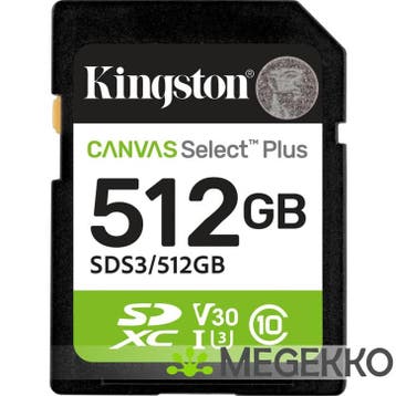 Kingston SD Canvas Select Plus Gen3 512GB, Verzenden, Nieuw