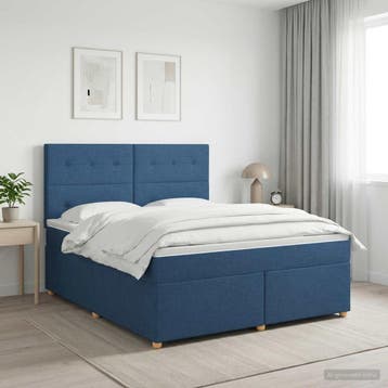 vidaXL Boxspringbed met matras met hoofdeinde Blauw 160 x, Verzenden, Nieuw
