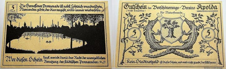 5 Mark ohne Jahr duitse Serienscheine Apolda 1918-1922, Postzegels en Munten, Munten | Nederland, Verzenden