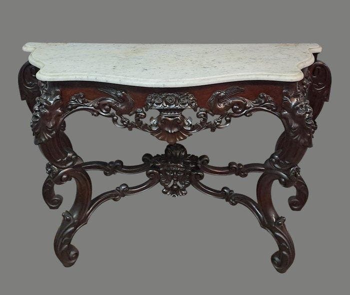 Wandtafel - Mahonie - Consoletafel in mahonie - LUIG, Antiek en Kunst, Antiek | Overige Antiek