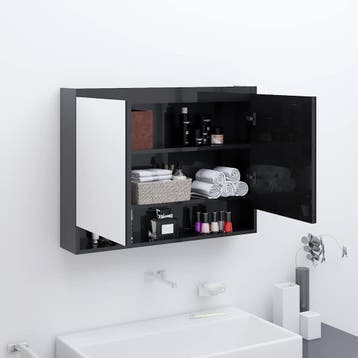 vidaXL Badkamerkast met spiegel 80x15x60 cm MDF glanzend, Verzenden, Nieuw
