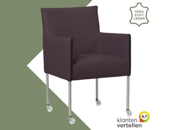 Leren eetkamerstoel More - Toledo Merlin (donkerpaars) -, Huis en Inrichting, Overige kleuren, Bohemian, Industrieel, Modern, Scandinavisch
