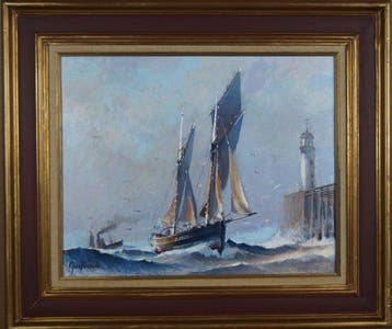 Guy Peron (b. 1931) - Voiliers dans le port, Antiquités & Art, Art | Peinture | Classique