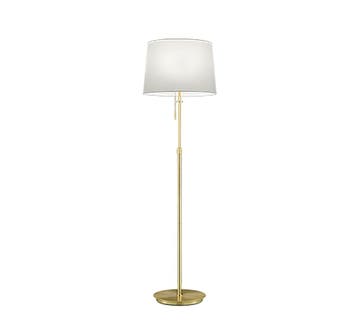 Trio LYON vloerlamp | E27 Fitting | messing mat met wit | Ø, Verzenden