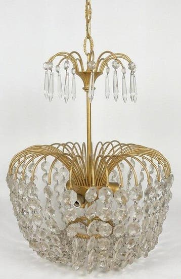 Lustre - Métal, Verre, Cristal - Style Hollywood Regency