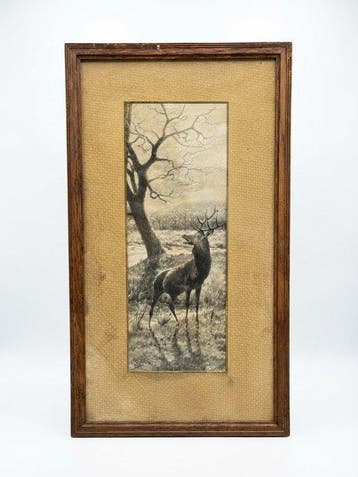 Georges Busson (1859-1933) - Hert in bos - NO RESERVE