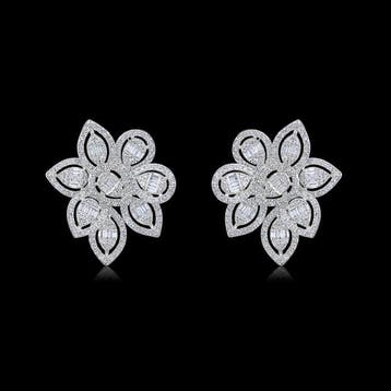 Oorbellen - 18 karaat Witgoud - 3.25ct. tw. Diamant