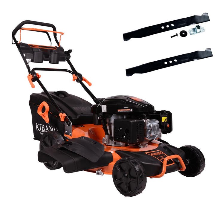 Kibani Benzine Grasmaaier + 2 Nieuwe Messen En Houder - 196, Tuin en Terras, Hand-tuingereedschap, Nieuw