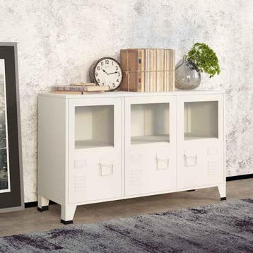 vidaXL Dressoir industrieel 105x35x62 cm metaal en glas wit, Huis en Inrichting, Verzenden, Nieuw