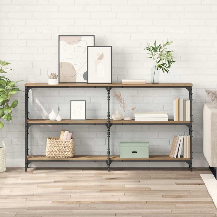 vidaXL Wandtafel Artisan Eiken 156 x 28 x 80,5 cm Bewerkt, Huis en Inrichting, Slaapkamer | Nachtkastjes, Nieuw, Verzenden