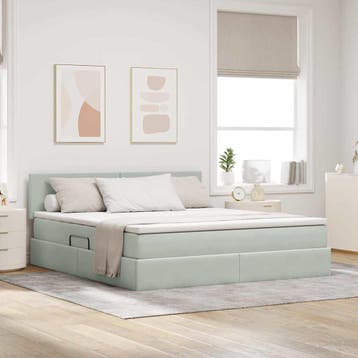 vidaXL Opbergbed met hoofdeinde Lichtgrijs 160 x 200 cm, Verzenden, Nieuw