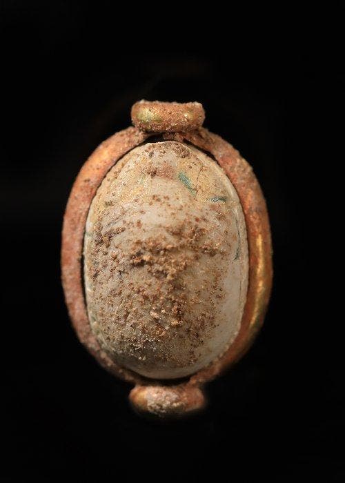 Égypte ancienne Stéatite Scarab en monture dorée, Antiquités & Art, Antiquités | Autres Antiquités