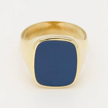 Bague - 14 carats Or jaune, pierre à couches bleues - bague, Bijoux, Sacs & Beauté