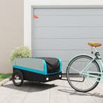 vidaXL Fietstrailer 45 kg ijzer zwart en blauw, Verzenden