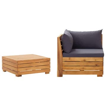vidaXL 2-delige Loungeset met kussens massief acaciahout, Verzenden, Nieuw