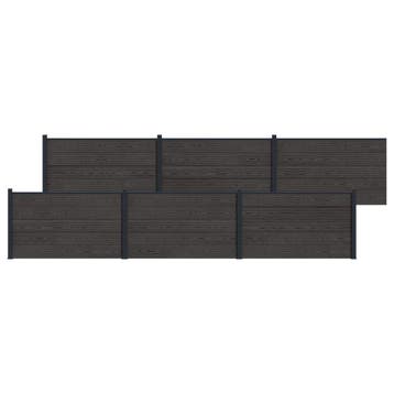 vidaXL Hekpaneel 6 pcs WPC en Aluminium Zwart, Jardin & Terrasse, Verzenden