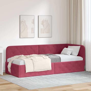 vidaXL Hoek Bed Frame Wijnrood 80 x 200 cm Fluweel, Verzenden, Nieuw