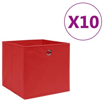 vidaXL Opbergboxen 10 st 28x28x28 cm nonwoven stof rood, Verzenden, Nieuw