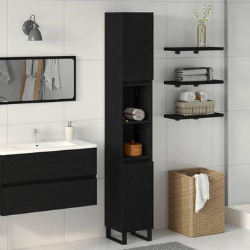 vidaXL Badkamerkast Zwart Eiken 30 x 30 x 190 cm Bewerkt, Verzenden, Nieuw