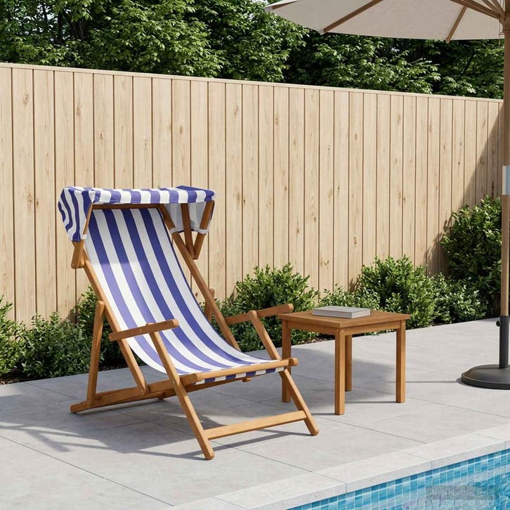 vidaXL Ligstoel 3 Positie massief eucalyptushout Blauw en, Tuin en Terras, Ligbedden, Nieuw, Verzenden