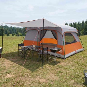 vidaXL Familietent 14-persoons Grijs en Oranje Polyester en, Verzenden, Nieuw