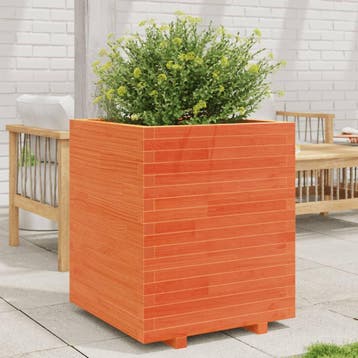 vidaXL Plantenbak 60x60x72,5 cm massief grenenhout wasbruin, Verzenden, Nieuw