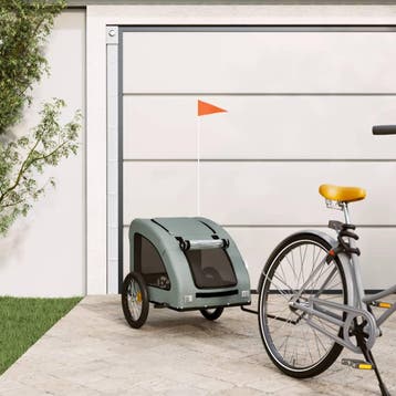 vidaXL Hondenfietstrailer oxford stof en ijzer grijs, Verzenden