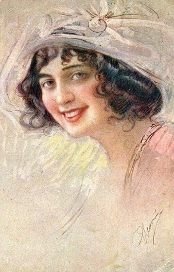 Illustratoren, dametjes, koppels, art-deco en glamour. -, Gelopen