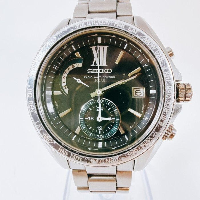 Seiko - World Time Radio Wave Control Solar SAGA099 - Zonder, Handtassen en Accessoires, Horloges | Antiek