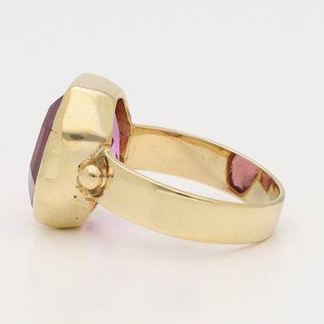 Ring - 14 karaat Geel goud - Roze saffier, Nieuw