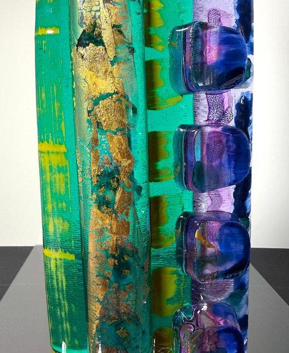 Maxence Parot - Vaas - Sculptuur met unieke kleuren en goud,, Antiek en Kunst, Antiek | Glaswerk en Kristal