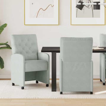 vidaXL Eetkamerstoelen met wielen 2 st Fluweel Lichtgrijs, Verzenden