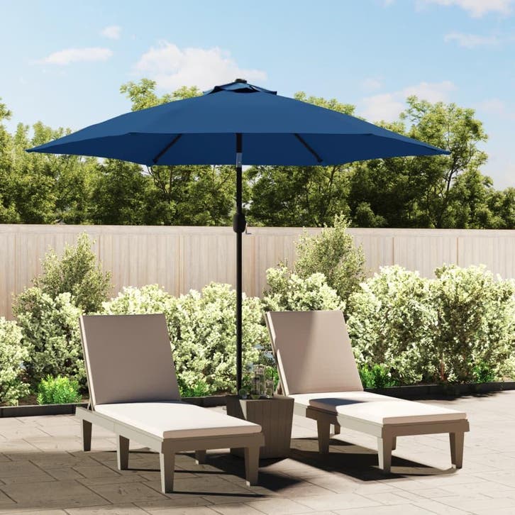 vidaXL Parasol met metalen paal 300 cm blauw, Tuin en Terras, Parasols, Nieuw, Verzenden