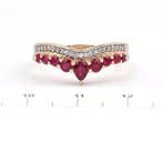 Ring - 14 karaat Geel goud - 0.82ct. tw. Robijn - Diamant