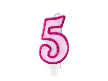 Kaars 5 Jaar Roze 7cm, Verzenden, Nieuw